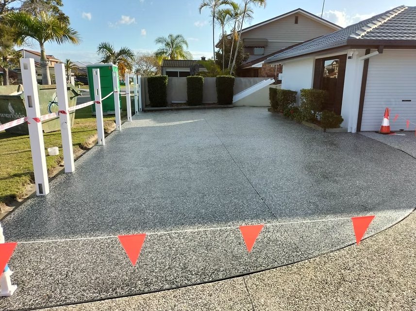 New exposed aggregate driveway in Brisbane