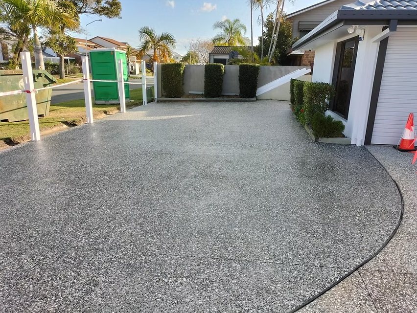 Exposed aggregate driveway poured by CNB Concreting in Brisbane