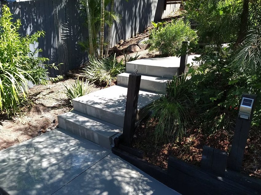 Concrete garden steps on a sloping Brisbane block